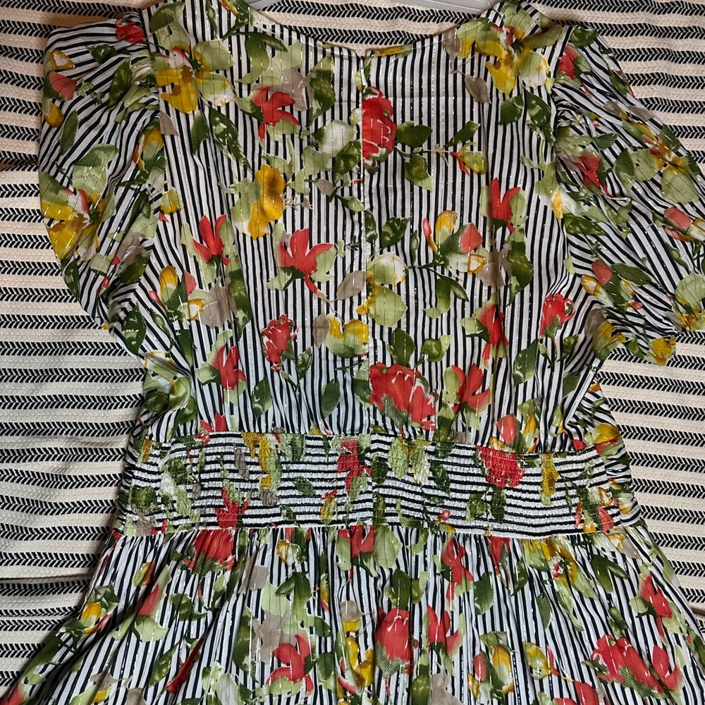 Wayward Fancies Vibrant Floral V-Neck Midi Dress - Picture 10 of 11